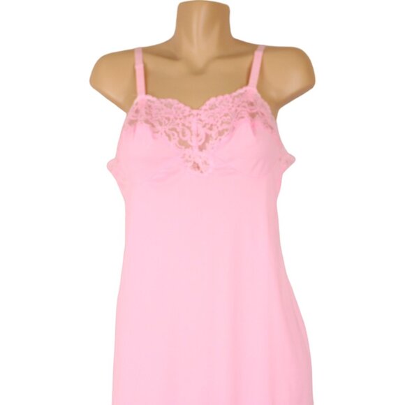 Harvey Woods Slip Bubble Gum Pink Lace Nylon Dress Size 34 Midi Barbiecore SP62 - Picture 2 of 9